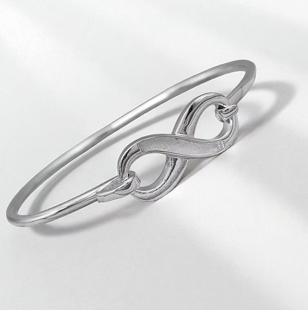 Infinity Hook Clasp 925 Silver Bangle | Ashes, Hair & Fur Memorial Keepsake