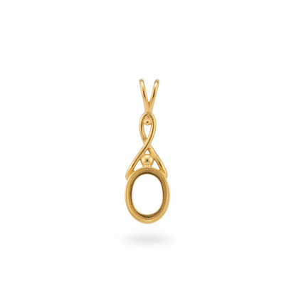 9ct Gold Celtic Style Memorial Pendant for Ashes Hair or Flowers – 10x8mm Stone | Birmingham Hallmarked