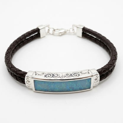 Solid Silver Gents Memorial Bracelet with Leather Strap – Ashes, Hair & Fur Keepsake – 925 Silver Setting