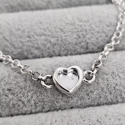 Mini Heart Charm Belcher 925 Silver Bracelet | Ashes, Hair & Fur Memorial Keepsake