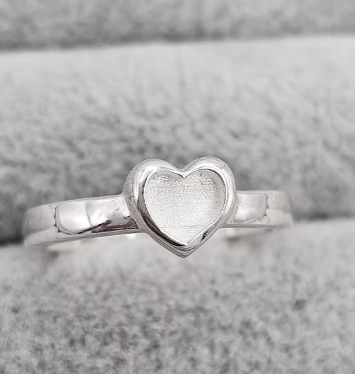 Heart Thick Trim Bezel 925 Silver Ring | Ashes, Hair & Fur Memorial Keepsake