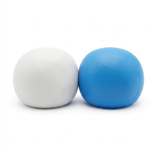 Illustration of two-part silicone impression putty on a white background