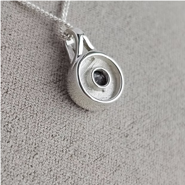Round Secretly Set CZ 925 Silver Pendant | Ashes, Hair & Fur Memorial Keepsake Necklace