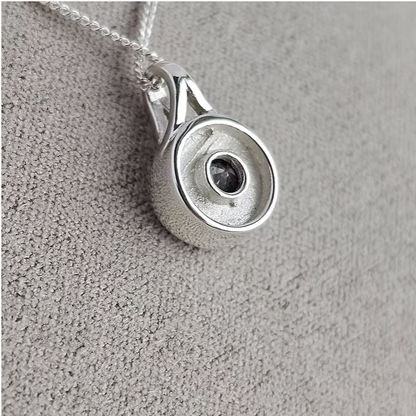 Round Secretly Set CZ 925 Silver Pendant | Ashes, Hair & Fur Memorial Keepsake Necklace