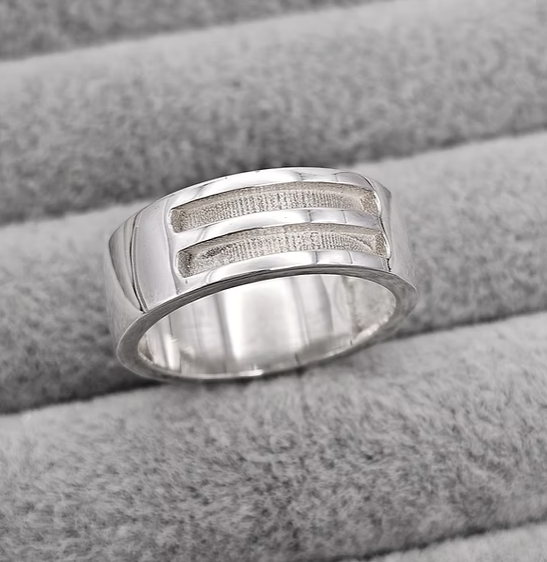 Gents Double Channel 7mm 925 Silver Band Ring | Ashes, Hair & Fur Memorial Keepsake