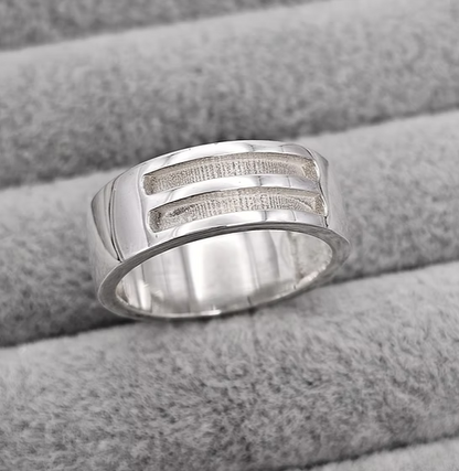 Gents Double Channel 7mm 925 Silver Band Ring | Ashes, Hair & Fur Memorial Keepsake