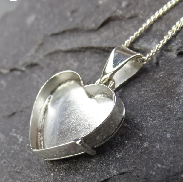 Solid Silver 925 Heart Locket — 15x11mm Interior | Ashes & Hair Keepsake