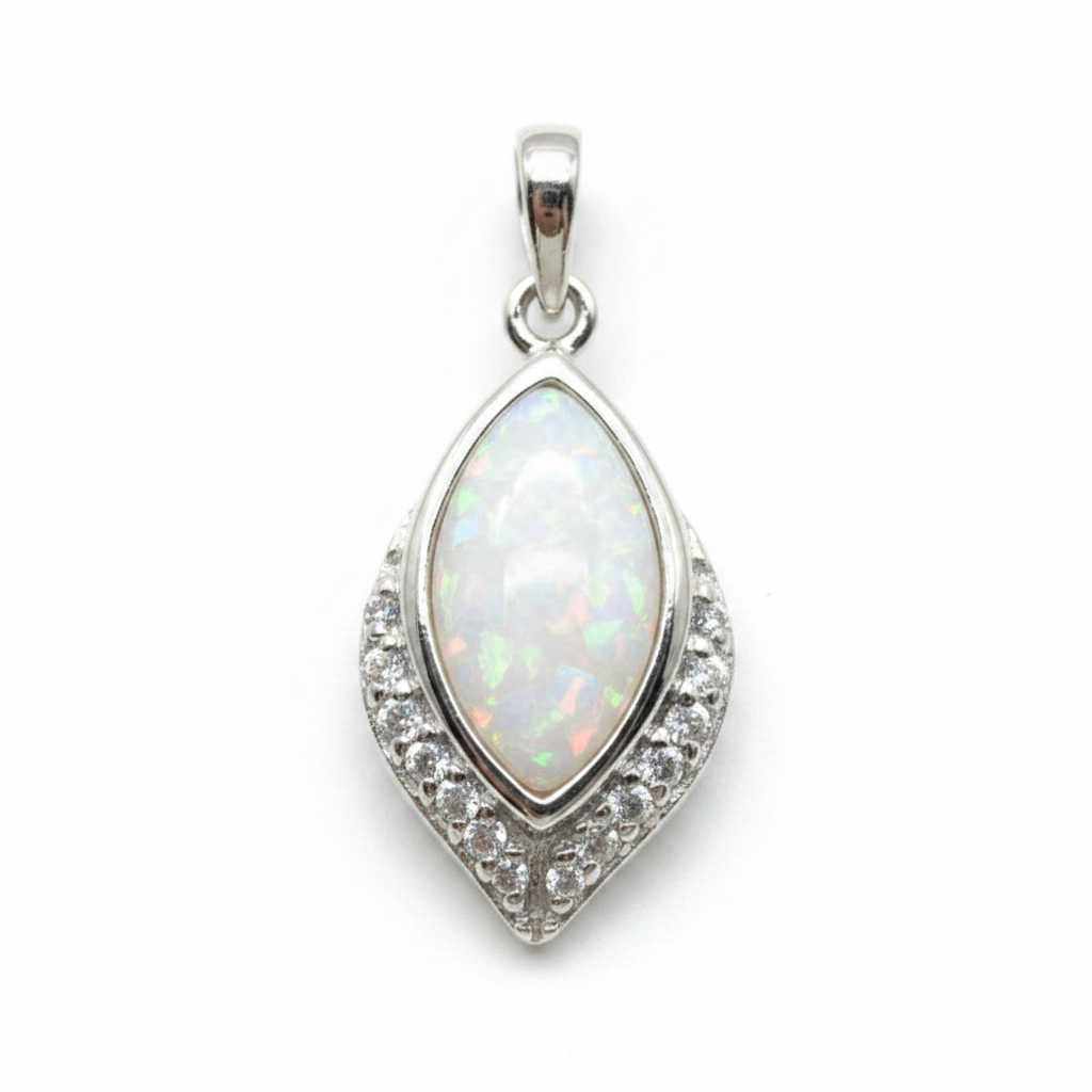 CZ Marquise Memorial Pendant | Solid 925 Sterling Silver | Ashes, Hair & Fur Keepsake