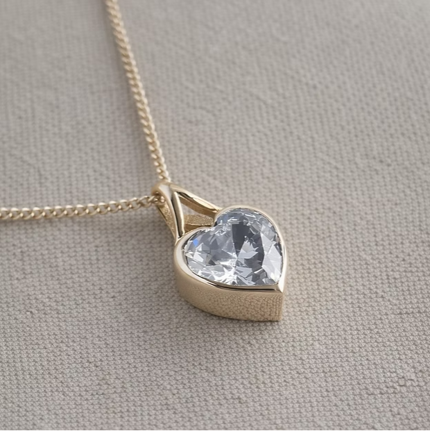 MADE TO ORDER — 9ct Gold 'Secretly Set' Heart CZ Pendant | Ashes, Hair & Fur Memorial Keepsake | Lovely Oxford
