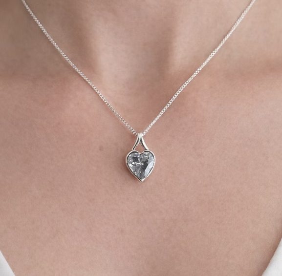 Heart Secretly Set CZ 925 Silver Pendant — 9mm | Ashes, Hair & Fur Memorial Keepsake Necklace
