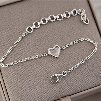 Twisted Bubble Heart Adjustable 925 Silver Bracelet | Ashes, Hair & Fur Memorial Keepsake