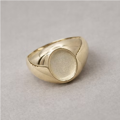 MADE TO ORDER — 9ct Gold Men's Oval Signet Ring | Ashes, Hair & Fur Memorial Keepsake