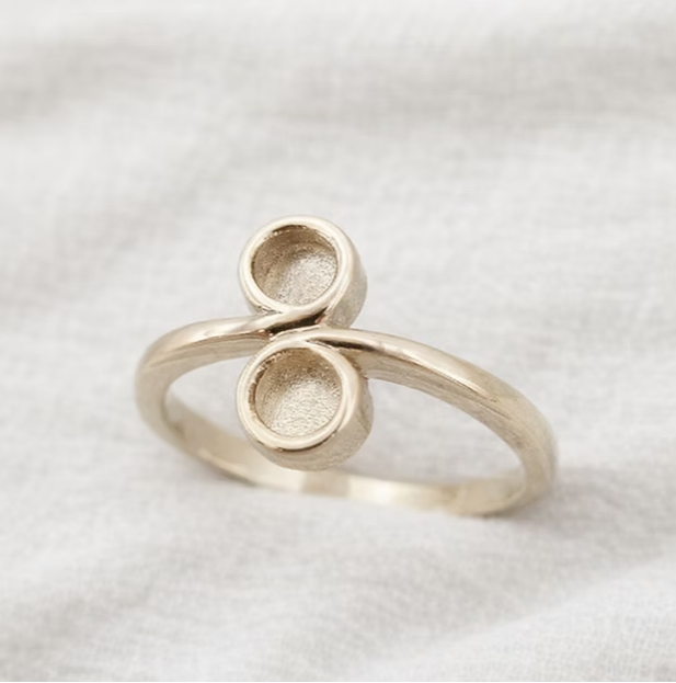 MADE TO ORDER — 9ct Gold Swirl Duo Bezel Ring | Rose, Yellow or White Gold | Ashes, Hair & Fur Memorial Keepsake