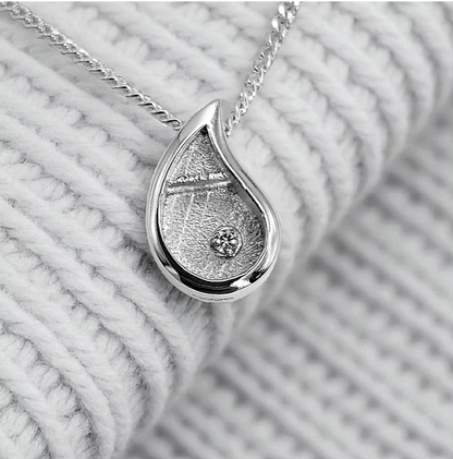 Crystal Floating Milk Drop CZ 925 Silver Pendant | Ashes, Hair & Fur Memorial Keepsake Necklace