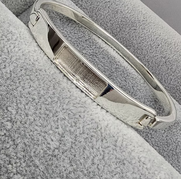 MADE TO ORDER — Unisex Bar Bangle | Solid Weighted 925 Silver | Ashes, Hair & Fur Memorial Keepsake