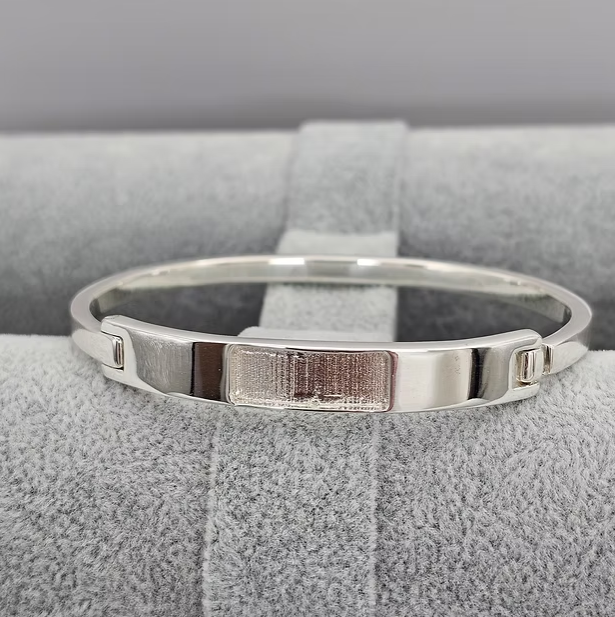 MADE TO ORDER — Unisex Bar Bangle | Solid Weighted 925 Silver | Ashes, Hair & Fur Memorial Keepsake