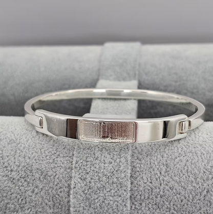 MADE TO ORDER — Unisex Bar Bangle | Solid Weighted 925 Silver | Ashes, Hair & Fur Memorial Keepsake