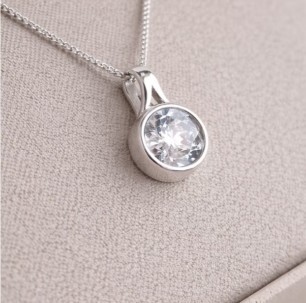 Round Secretly Set CZ 925 Silver Pendant | Ashes, Hair & Fur Memorial Keepsake Necklace