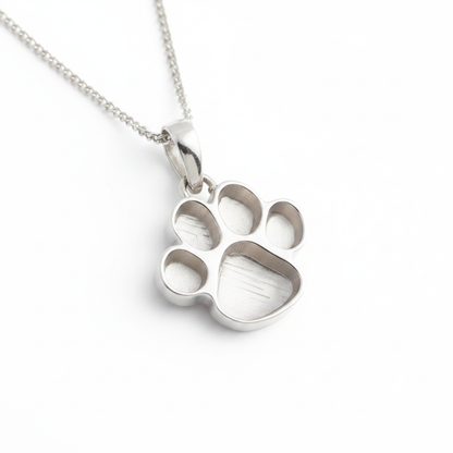 Silver 925 Dog Paw Print Memorial Pendant — plain silver on white background