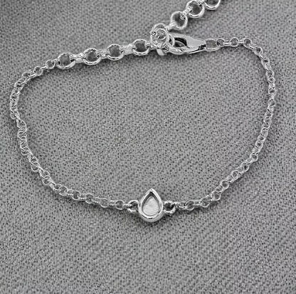 Mini Pear Charm Belcher 925 Silver Bracelet | Ashes, Hair & Fur Memorial Keepsake
