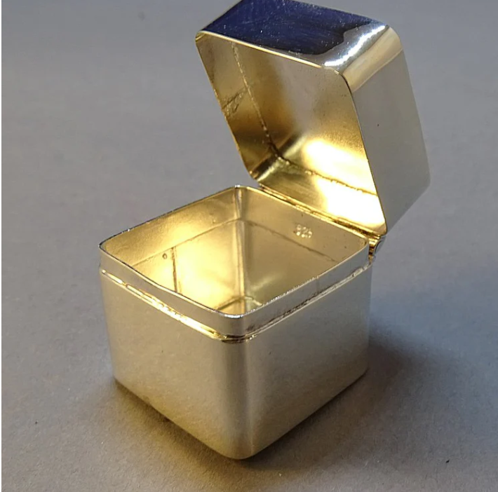 Silver 925 Square Pill Box — 18mm Resin Bezel Top | Ashes & Hair Memorial Keepsake