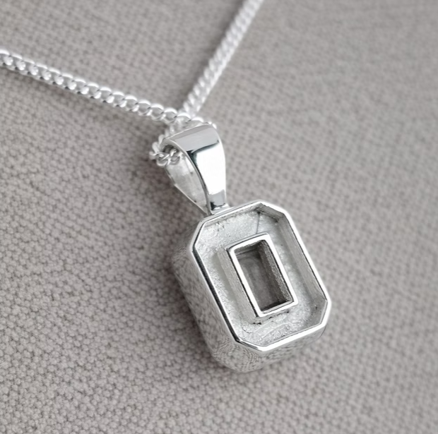 Emerald Cut Secretly Set CZ 925 Silver Pendant | Ashes, Hair & Fur Memorial Keepsake Necklace