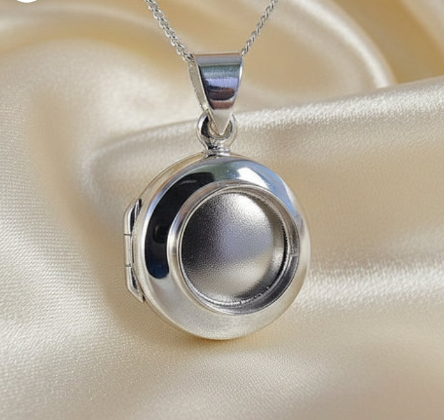 Silver 925 Round Hinged Locket — 9mm Setting | Ashes & Hair Memorial Keepsake