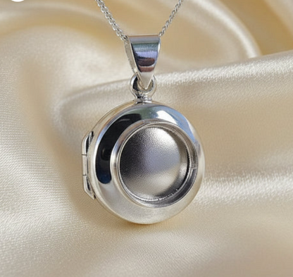 Silver 925 Round Hinged Locket — 9mm Setting | Ashes, Hair & Fur Memorial Keepsake