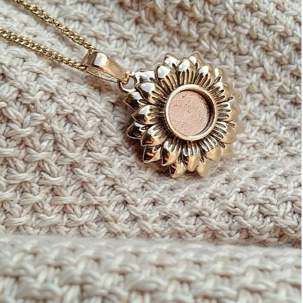 MADE TO ORDER — 9ct Gold Realistic Sunflower Pendant | Rose, Yellow or White Gold | Ashes, Hair & Fur Memorial Keepsake