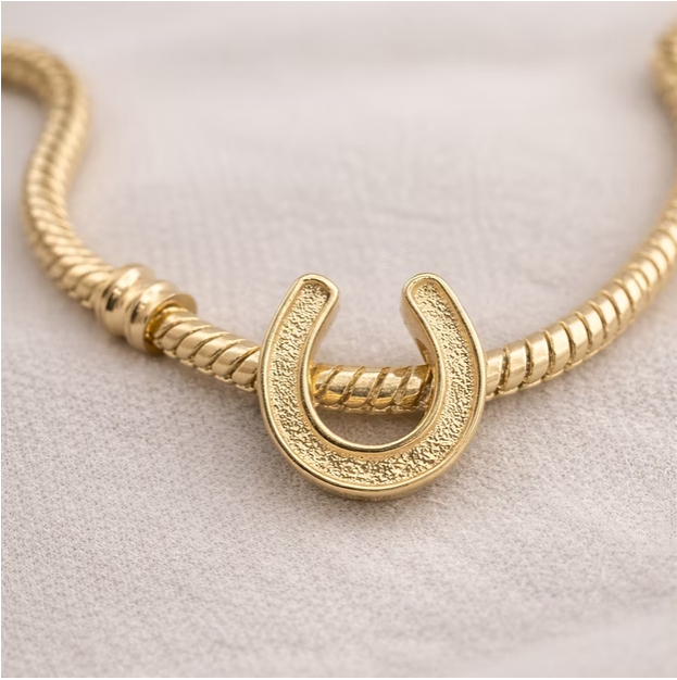 MADE TO ORDER — 9ct Gold Horseshoe Bead Charm | Ashes, Hair & Fur Memorial Keepsake | Pandora Compatible