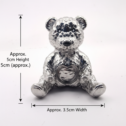 Stainless steel teddy bear memorial ornament dimensions guide showing approximately 5cm height