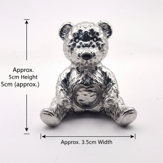 Stainless steel teddy bear memorial ornament dimensions guide showing approximately 5cm height