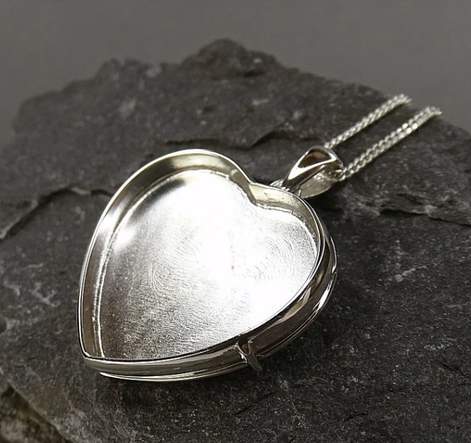 Silver 925 Heart Shape Locket — 23x20mm | Ashes & Hair Memorial Keepsake