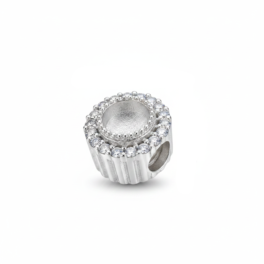 Halo CZ 925 Silver Memorial Charm Bead – Dimensions Guide, Charm Only