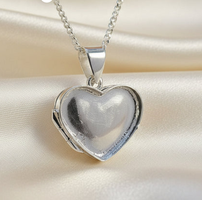 Solid Silver 925 Heart Locket — 15x11mm Interior | Ashes, Hair & Fur Keepsake