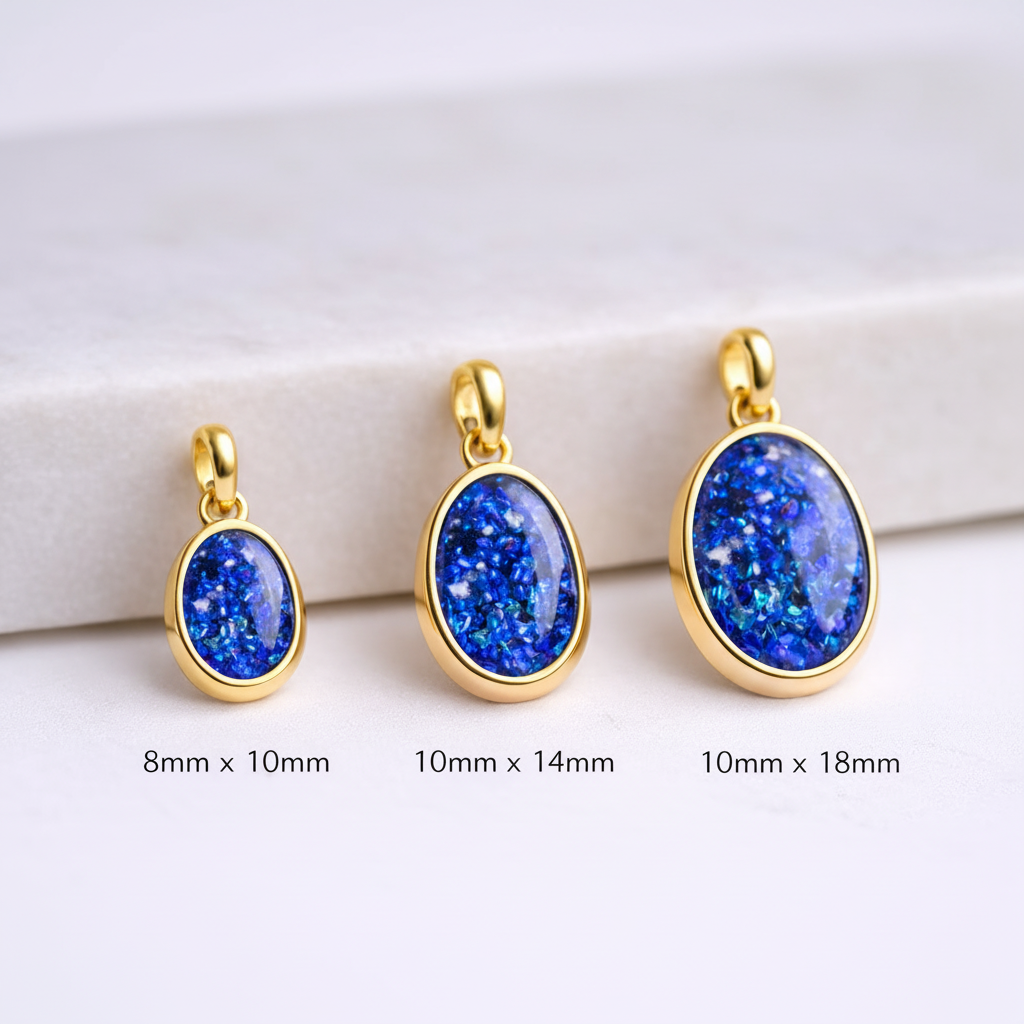 9ct Gold Oval Memorial Pendant for Ashes Hair or Flowers – Plain Polished Edge | Birmingham Hallmarked