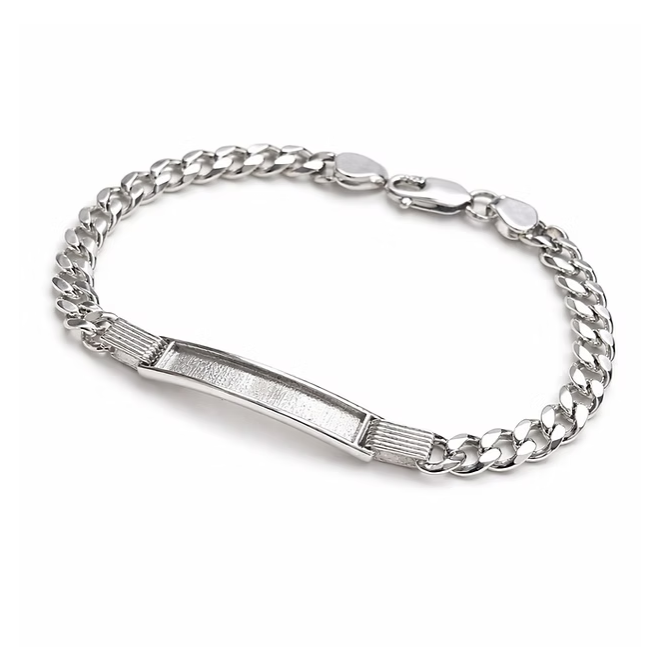 Gents Chunky 925 Silver Curb Chain ID Bracelet | Ashes, Hair & Fur Memorial Keepsake