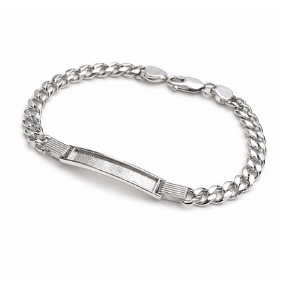 Gents Chunky 925 Silver Curb Chain ID Bracelet | Ashes, Hair & Fur Memorial Keepsake