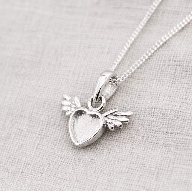 Mini Cupid Heart Winged 925 Silver Pendant | Ashes, Hair & Fur Memorial Keepsake Necklace
