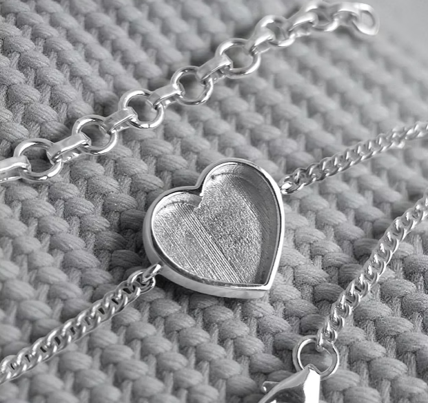 Heart Adjustable Curb Chain 925 Silver Bracelet | Ashes, Hair & Fur Memorial Keepsake