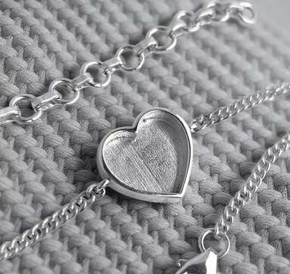 Heart Adjustable Curb Chain 925 Silver Bracelet | Ashes, Hair & Fur Memorial Keepsake
