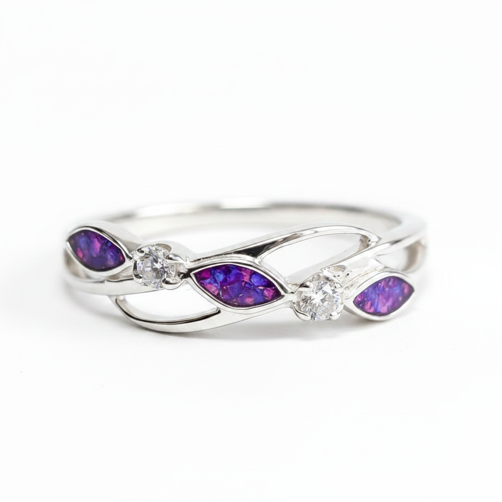 Lavender opal 3 stone eternity