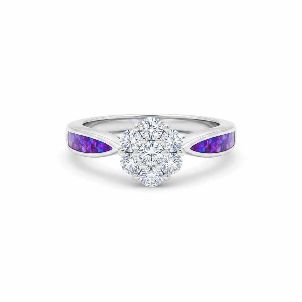 Lavender opal cluster solitaire