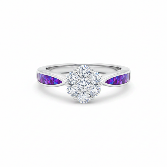 Lavender opal cluster solitaire