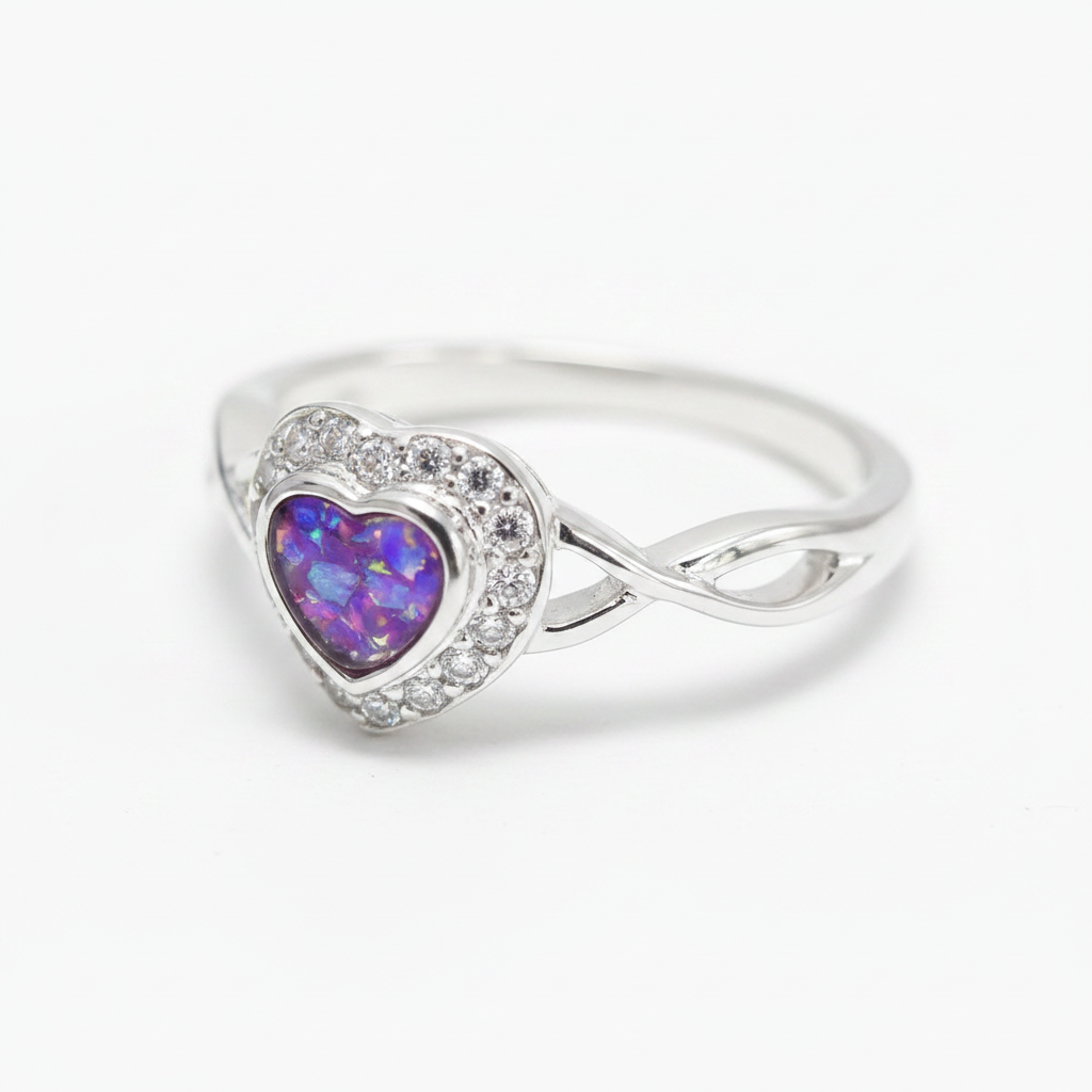Lavender opal CZ infinity heart