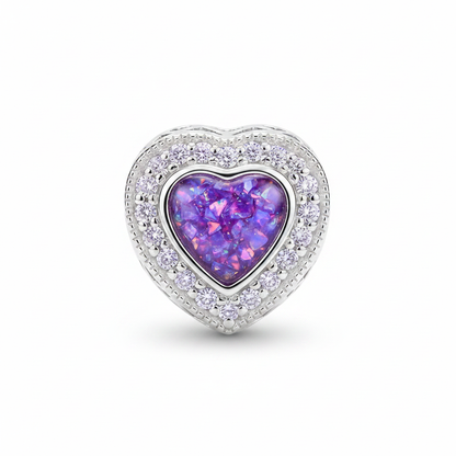 Lavender opal heart charm