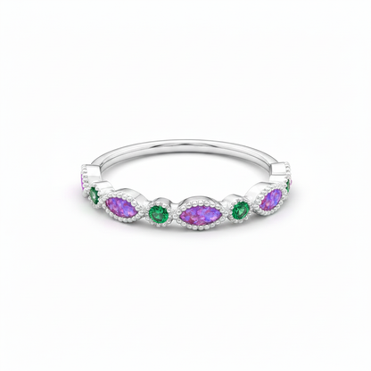 Lavender opal marquise birthstone ring