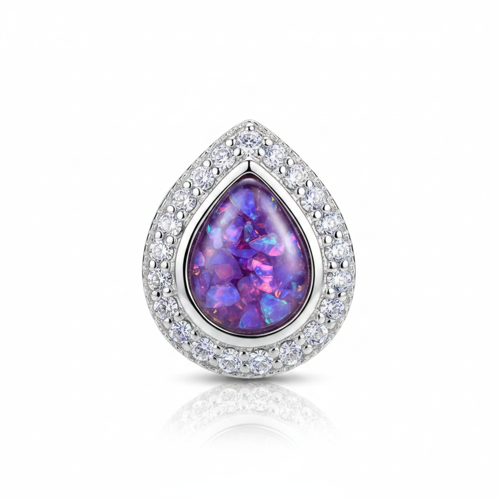 Lavender opal pear CZ charm