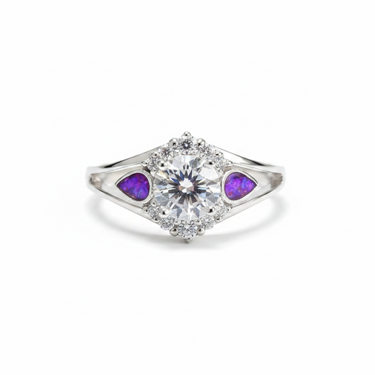 Lavender opal solitaire & pear