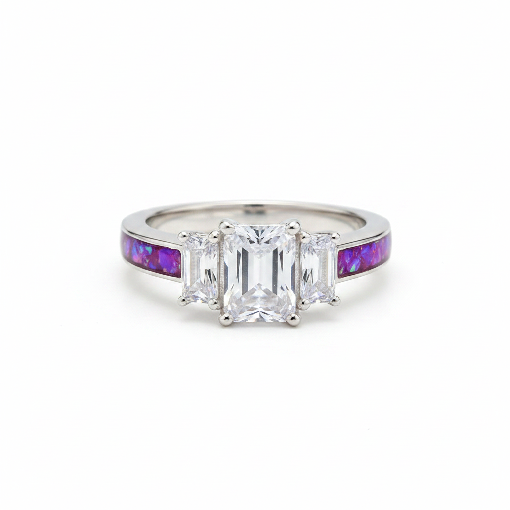 Lavender opal triple emerald